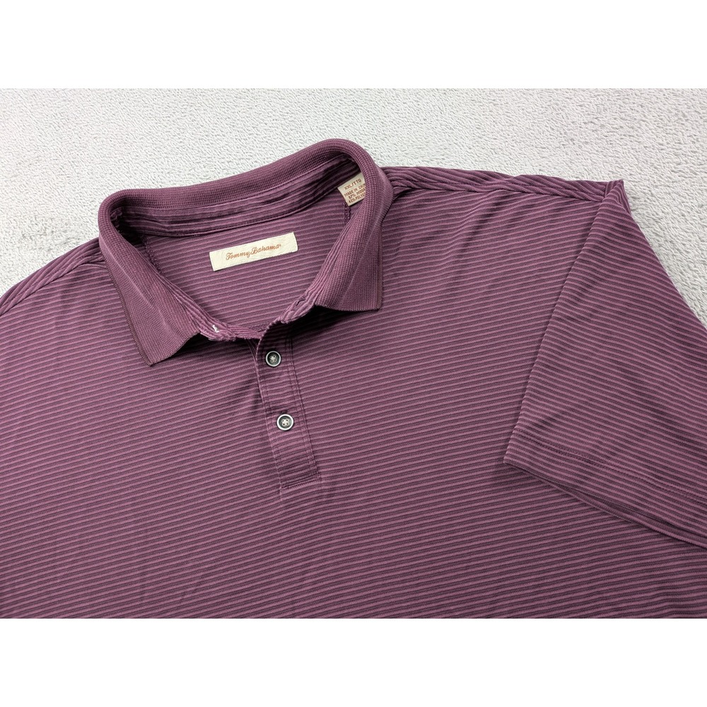 Tommy Bahama Mens XXL Polo Shirt Purple Ribbed Modal Blend Short Sleeve T21008